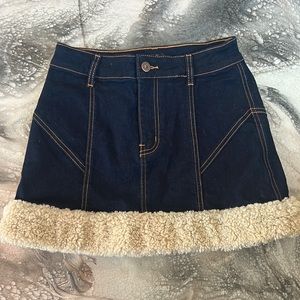 Poster girl denim short mini skirt size small S with soft tan trim